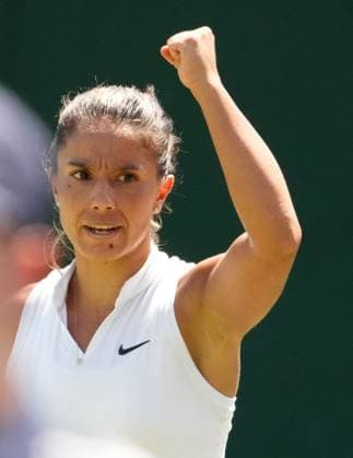 Tennis - 2023 Wimbledon Championships - Week One - Day Five - All England lawn Tennis & Racquet Club, Wimbledon - Friday 7th Ladies singles - Natalija Stevanovic (SRB) Nikola Cacic (SRB) v Tamara Korpatsch (GRE) Natalija Stevanovic (SRB) celebrates 