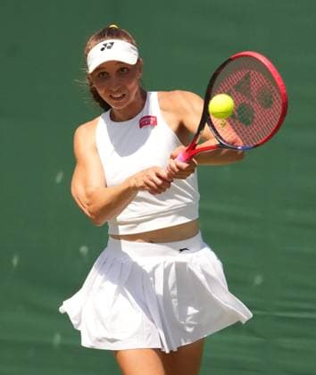 Tennis - 2023 Wimbledon Championships - Week One - Day Five - All England lawn Tennis & Racquet Club, Wimbledon - Friday 7th Ladies singles - Natalija Stevanovic (SRB) Nikola Cacic (SRB) v Tamara Korpatsch (GRE) Tamara Korpatsch (GRE) 