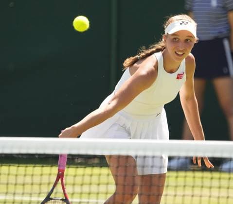 Tennis - 2023 Wimbledon Championships - Week One - Day Five - All England lawn Tennis & Racquet Club, Wimbledon - Friday 7th Ladies singles - Natalija Stevanovic (SRB) Nikola Cacic (SRB) v Tamara Korpatsch (GRE) Tamara Korpatsch (GRE) 