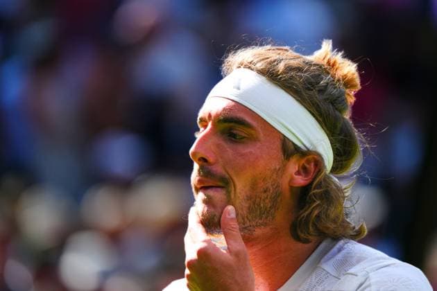 Mandatory Credit: Photo by Javier Garcia Shutterstock (13995928ec) Stefanos Tsitsipas during his second round match Wimbledon Tennis Championships, Day 5, The All England Lawn Tennis and Croquet Club, London, UK - 07 Jul 2023 Wimbledon Tennis Championships, Day 5, The All England Lawn Tennis and Croquet Club, London, UK - 07 Jul 2023  Copyright: xJavierxGarcia Shutterstockx 13995928ec