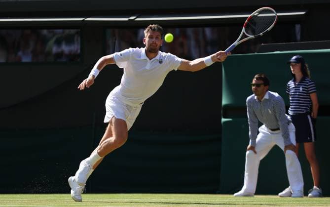 Mandatory Credit: Photo by Ella Ling Shutterstock (13995924at) Cameron Norrie in action against Christopher Eubanks Wimbledon Tennis Championships, Day 5, The All England Lawn Tennis and Croquet Club, London, UK - 07 Jul 2023 Wimbledon Tennis Championships, Day 5, The All England Lawn Tennis and Croquet Club, London, UK - 07 Jul 2023  Copyright: xEllaxLing Shutterstockx 13995924at