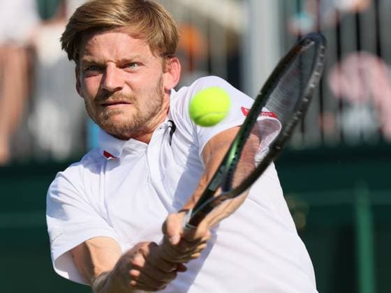 Belgian David Goffin pictured in action during a tennis match against Russian Rublev, in round three of the men s singles at the 2023 Wimbledon grand slam tennis tournament, Friday 07 July 2023 at the All England Tennis Club, in south-west London, Britain. Due to the bad weather, play had to be suspended on Tuesday and Wednesday, and lots of matches had to be postponed. BENOITxDOPPAGNE  x70260515x