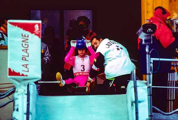 1992 Olympic Winter games, Winterspiele,Spiele, Summer games Evija Å ulce (LAT) during Women s singles luge competition at the 1992 Olympic Winter Games Albertville La Plagne France Copyright: xDuomo PCNx OL9203 LG0070