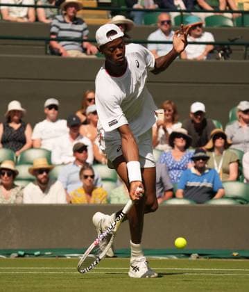 Tennis - 2023 Wimbledon Championships - Week One - Day Five - All England lawn Tennis & Racquet Club, Wimbledon - Friday 7th Mens singles - Cameron Norrie (GBR) v Christopher Eubanks (USA) Christopher Eubanks (USA) 