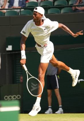 Tennis - 2023 Wimbledon Championships - Week One - Day Five - All England lawn Tennis & Racquet Club, Wimbledon - Friday 7th Mens singles - Cameron Norrie (GBR) v Christopher Eubanks (USA) Christopher Eubanks (USA) 