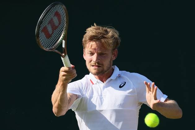 Great Britain, London, All England Lawn Tennis Club, The Championships Wimbledon 2023 - DAY 5- 07 07 2023 Belgian player David Goffin (BEL) pictured during his third round against Andrey Rublev (RUS) n London , All England Lawn Tennis Club at The Championships Wimbledon 2023 The Championships Wimbledon 2023- DAY 5- 07 07 2023 PhotoNews Panoramic 