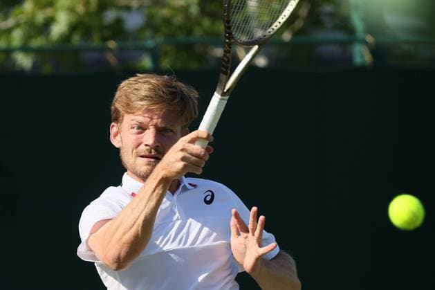 Great Britain, London, All England Lawn Tennis Club, The Championships Wimbledon 2023 - DAY 5- 07 07 2023 Belgian player David Goffin (BEL) pictured during his third round against Andrey Rublev (RUS) n London , All England Lawn Tennis Club at The Championships Wimbledon 2023 The Championships Wimbledon 2023- DAY 5- 07 07 2023 PhotoNews Panoramic 