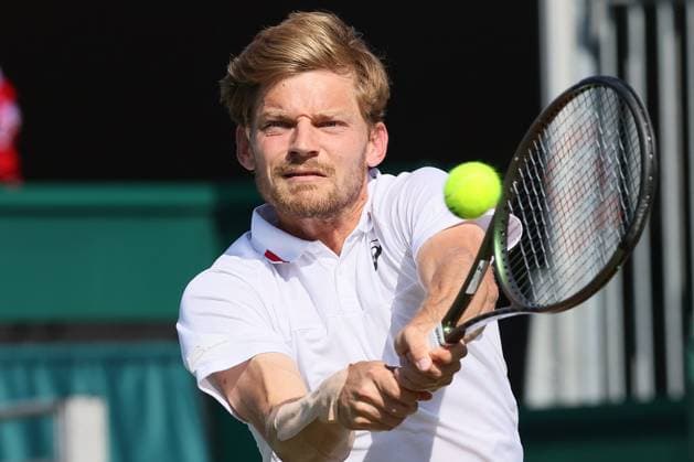 Great Britain, London, All England Lawn Tennis Club, The Championships Wimbledon 2023 - DAY 5- 07 07 2023 Belgian player David Goffin (BEL) pictured during his third round against Andrey Rublev (RUS) n London , All England Lawn Tennis Club at The Championships Wimbledon 2023 The Championships Wimbledon 2023- DAY 5- 07 07 2023 PhotoNews Panoramic 