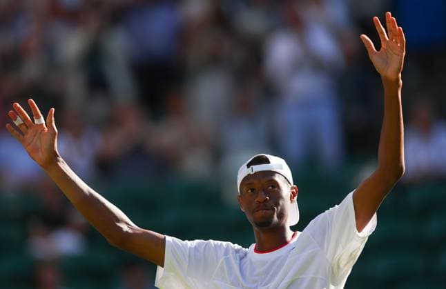 Mandatory Credit: Photo by Ella Ling Shutterstock (13995924dk) Christopher Eubanks celebrates victory over Cameron Norrie Wimbledon Tennis Championships, Day 5, The All England Lawn Tennis and Croquet Club, London, UK - 07 Jul 2023 Wimbledon Tennis Championships, Day 5, The All England Lawn Tennis and Croquet Club, London, UK - 07 Jul 2023  Copyright: xEllaxLing Shutterstockx 13995924dk