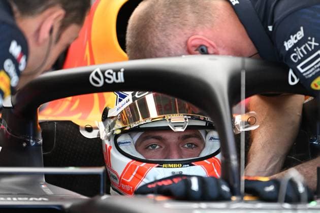 7th July 2023: Silverstone Circuit, Northamptonshire, England: Formula 1 2023 Aramco British F1 Grand Prix: Free Practice Day; Max Verstappen of the Red Bull Racing team read for the second practice session  ActionPlus12528114 SimonxWest