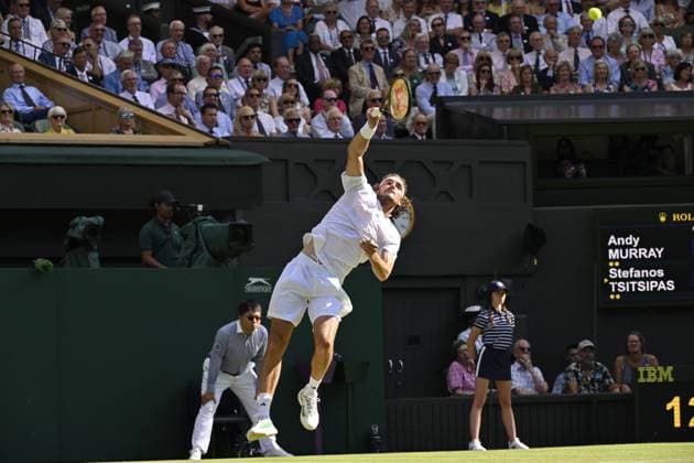 Tennis : Wimbledon 2023 - Angleterre - Stefano Tsitsipas - Grece Tennis : Wimbledon 2023 - Angleterre- 07 07 23 ChrysleneCaillaud Panoramic  