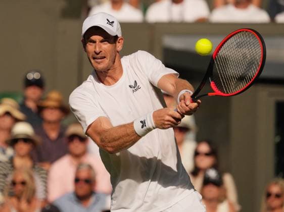 Tennis - 2023 Wimbledon Championships - Week One - Day Five - All England lawn Tennis & Racquet Club, Wimbledon - Friday 7th Mens singles - Andy Murray (GBR) v Stefanos Tsitsipas (GRE) Andy Murray 