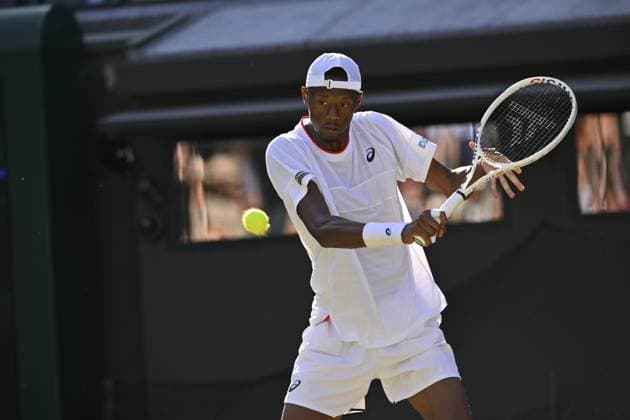 Tennis : Wimbledon 2023 - Angleterre - Christopher Eubanks - Usa Tennis : Wimbledon 2023 - Angleterre- 07 07 23 ChrysleneCaillaud Panoramic  