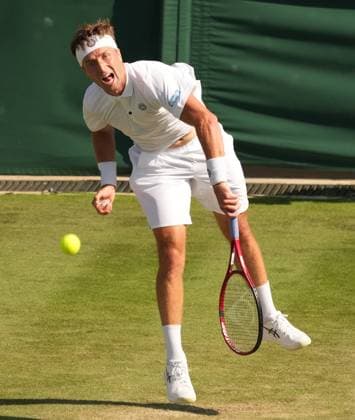 Tennis - 2023 Wimbledon Championships - Week One - Day Five - All England lawn Tennis & Racquet Club, Wimbledon - Friday 7th Mens singles - Denis Shapovalov (CAN) v Liam Broady (GBR) Liam Broady 