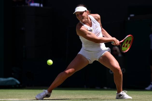 7th July 2023; All England Lawn Tennis and Croquet Club, London, England: Wimbledon Tennis Tournament; Varvara Gracheva during her match with Aryna Sabalenka  ActionPlus12528379 ShaunxBrooks