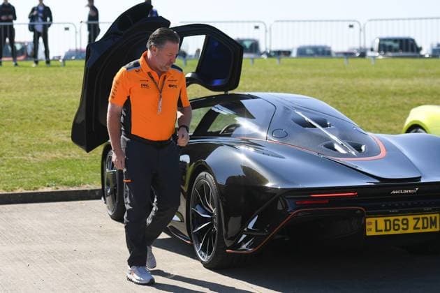 F1 Grand Prix of Great Britain - Practice Zac Brown of CEO of McLaren arrives in a McLaren Speedtail during the Formula 1 Aramco British Grand Prix at Silverstone Circuit, Towcester, UK on Friday 7th July 2023. Towcester United Kingdom  Copyright: xMIxNewsx originalFilename:fletcher-formula1230707_npzdA.jpg