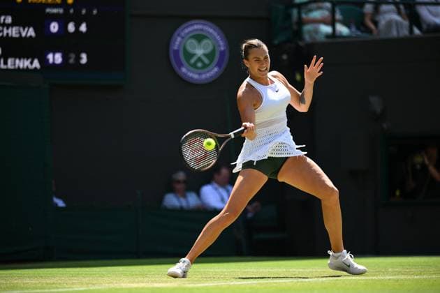 Wimbledon Championships Day 5 Aryna Sabalenka (RUS) during her second round match at the 2023 Wimbledon Championships at the AELTC in London, UK, on July 7, 2023. Photo by Corinne Dubreuil ABACAPRESS.COM London United Kingdom  Copyright: xDubreuilxCorinne ABACAx 859923_045 DubreuilxCorinne ABACAx 859923_045