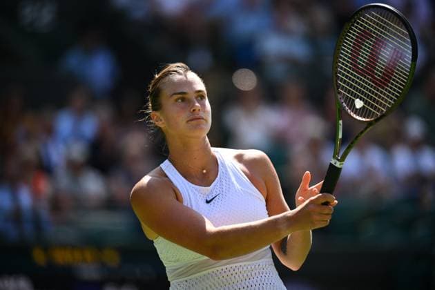 Wimbledon Championships Day 5 Aryna Sabalenka (RUS) during her second round match at the 2023 Wimbledon Championships at the AELTC in London, UK, on July 7, 2023. Photo by Corinne Dubreuil ABACAPRESS.COM London United Kingdom  Copyright: xDubreuilxCorinne ABACAx 859923_047 DubreuilxCorinne ABACAx 859923_047