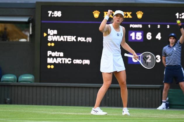 Wimbledon Championships Day 5 Iga Swiatek (POL) during her second round match at the 2023 Wimbledon Championships at the AELTC in London, UK, on July 7, 2023. Photo by Corinne Dubreuil ABACAPRESS.COM London United Kingdom  Copyright: xDubreuilxCorinne ABACAx 859923_120 DubreuilxCorinne ABACAx 859923_120
