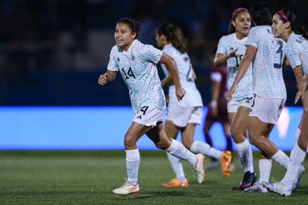 RECORD DATE NOT STATED JCC San Salvador 2023 Venezuela 1-2 Mexico Final Gold Medal Maria Mauleon celebrates her goal 1-2 of Mexico during the game Venezuela vs Mexico (Mexican national team, Nationalteam , corresponding to Final Gold Medal of Womens Soccer at the Central American and Caribbean Games San Salvador 2023, at Las Delicias National Stadium, on July 07, 2023. <br><br> Maria Mauleon celebra su gol 1-2 de Mexico durante el partido Venezuela vs Mexico (Seleccion Mexicana), correspondiente a Final por Medalla de Oro del Futbol Femenino en los Juegos Centroamericanos y del Caribe San Salvador 2023, en el Estadio Nacional Las Delicias, el 07 de Julio de 2023. SAN SALVADOR SAN SALVADOR EL SALVADOR  Copyright: xUlisesxNaranjox 20230707231725_JCC_23_W_VEN_MEX_MAULEON81