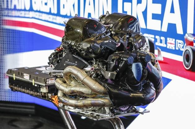 Mercedes AMG F1 Team W14, mechanical detail AMG High-Performance Powertrains during the 2023 Formula 1 Aramco British Grand Prix, 10th round of the 2023 Formula One World Championship, WM, Weltmeisterschaft from July 7 to 9, 2023 on the Silverstone Circuit, in Silverstone, United Kingdom - F1 - BRITISH GRAND PRIX 2023 DPPI Panoramic  00123024__R3_9349 