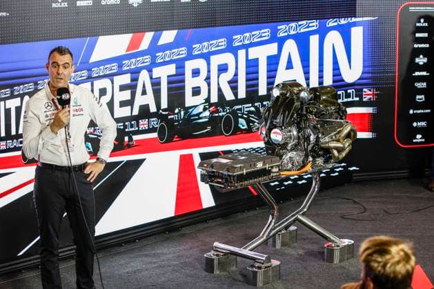 Hywel Thomas Managing Director of Mercedes AMG High-Performance Powertrains, portrait engine Mercedes AMG F1 Team W14, mechanical detail during the 2023 Formula 1 Aramco British Grand Prix, 10th round of the 2023 Formula One World Championship, WM, Weltmeisterschaft from July 7 to 9, 2023 on the Silverstone Circuit, in Silverstone, United Kingdom - F1 - BRITISH GRAND PRIX 2023 DPPI Panoramic  00123024__R3_9390 