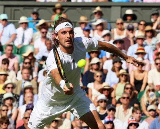 TENNIS - Wimbledon 2023 LONDON,ENGLAND,08.JUL.23 - TENNIS - ATP, Tennis Herren World Tour, Wimbledon, Grand Slam. Image shows Stefanos Tsitsipas (GRE).  GEPAxpictures xAlanxGrieves
