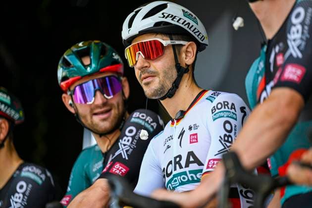 Tour de France 2023 - Stage 08 LIMOGES, FRANCE - JULY 08 : Buchmann Emanuel (GER) of BORA - Hansgrohe on stage before the race during stage 8 of the 110th edition of the Tour de France 2023 cycling race, a stage of 201 kms with start in Libourne and finish in Limoges on July 08, 2023 in Limoges, France, 08 07 2023 ( Motordriver Kenny Verfaillie - Limoges France  Copyright: xNicoxVereeckenx