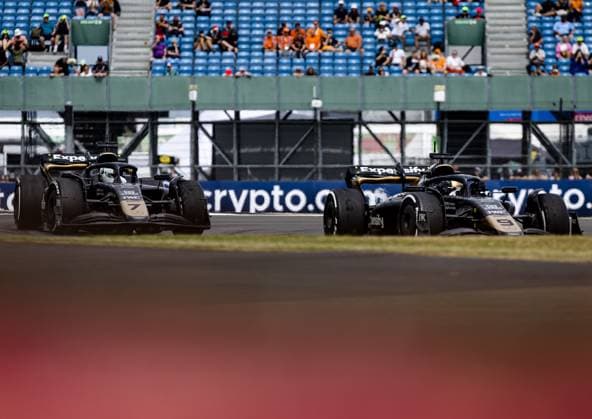 SILVERSTONE - The modified F2 cars used for the feature film about the Formula 1 team APEX prior to the 3rd free practice for the Grand Prix of Great Britain, at the Silverstone Circuit. ANP SEM VAN DER WAL F1 Grand Prix of Great Britain - Practice 2023 xVIxANPxSportx xxANPxIVx 473257428 originalFilename: 473257428.jpg