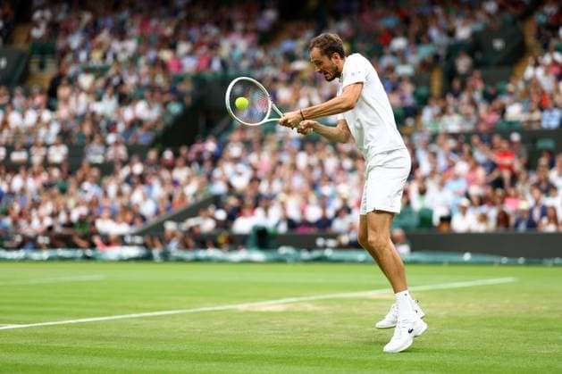 Mandatory Credit: Photo by Simon Dael Shutterstock (14001530aq) Daniil Medvedev during his third round match Wimbledon Tennis Championships, Day 6, The All England Lawn Tennis and Croquet Club, London, UK - 08 Jul 2023 Wimbledon Tennis Championships, Day 6, The All England Lawn Tennis and Croquet Club, London, UK - 08 Jul 2023  Copyright: xSimonxDael Shutterstockx 14001530aq