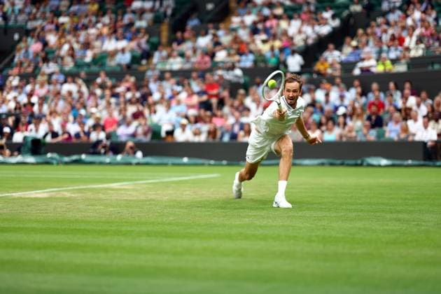 Mandatory Credit: Photo by Simon Dael Shutterstock (14001530at) Daniil Medvedev during his third round match Wimbledon Tennis Championships, Day 6, The All England Lawn Tennis and Croquet Club, London, UK - 08 Jul 2023 Wimbledon Tennis Championships, Day 6, The All England Lawn Tennis and Croquet Club, London, UK - 08 Jul 2023  Copyright: xSimonxDael Shutterstockx 14001530at