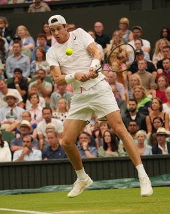 Tennis - 2023 Wimbledon Championships - Week One - Day Six - All England lawn Tennis & Racquet Club, Wimbledon - Saturday 8th Mens Singles- Carlo Alcaraz (ESP) v Nicolas Jarry (CHI) Nicolas Jarry (CHI) 