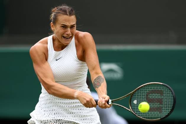 Mandatory Credit: Photo by Simon Dael Shutterstock (14001530cv) Aryna Sabalenka during her third round match Wimbledon Tennis Championships, Day 6, The All England Lawn Tennis and Croquet Club, London, UK - 08 Jul 2023 Wimbledon Tennis Championships, Day 6, The All England Lawn Tennis and Croquet Club, London, UK - 08 Jul 2023  Copyright: xSimonxDael Shutterstockx 14001530cv