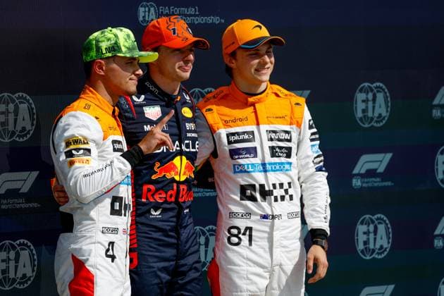 4 Lando Norris GBR, McLaren F1 Team , 1 Max Verstappen NLD, Oracle Red Bull Racing , 81 Oscar Piastri AUS, McLaren F1 Team , F1 Grand Prix of Great Britain at Silverstone Circuit on July 8, 2023 in Silverstone, Great Britain Photo by HOCH ZWEI Silverstone Great Britain