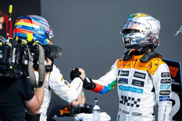 NORRIS Lando (gbr), McLaren F1 Team MCL60, portrait PIASTRI Oscar (aus), McLaren F1 Team MCL60, portrait during the 2023 Formula 1 Aramco British Grand Prix, 10th round of the 2023 Formula One World Championship, WM, Weltmeisterschaft from July 7 to 9, 2023 on the Silverstone Circuit, in Silverstone, United Kingdom - F1 - BRITISH GRAND PRIX 2023 DPPI Panoramic 00123024__R3_9257_1