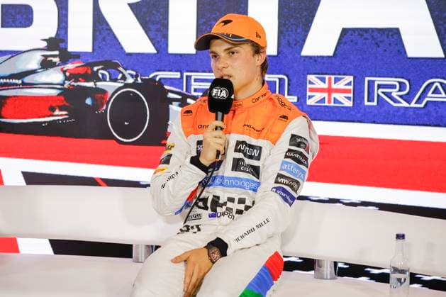 PIASTRI Oscar (aus), McLaren F1 Team MCL60, portrait press conference, PK, Pressekonferenz during the 2023 Formula 1 Aramco British Grand Prix, 10th round of the 2023 Formula One World Championship, WM, Weltmeisterschaft from July 7 to 9, 2023 on the Silverstone Circuit, in Silverstone, United Kingdom - F1 - BRITISH GRAND PRIX 2023 DPPI Panoramic 00123024__R5_9158