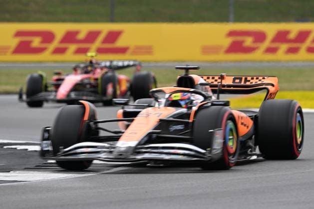 8th July 2023: Silverstone Circuit, Northamptonshire, England: Formula 1 2023 Aramco British F1 Grand Prix: Qualifying Day; Oscar Piastri of the McLaren-Mercedes team during qualification as the track dries out  ActionPlus12528690 SimonxWest