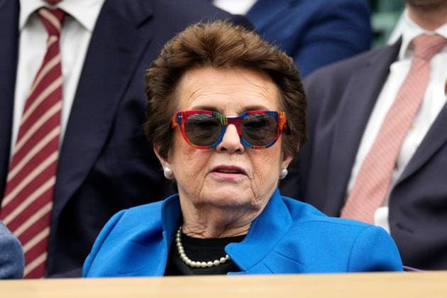 Mandatory Credit: Photo by Dave Shopland Shutterstock (14001531cl) Billie Jean King in the Royal Box on Centre Court Wimbledon Tennis Championships, Day 6, The All England Lawn Tennis and Croquet Club, London, UK - 08 Jul 2023 Wimbledon Tennis Championships, Day 6, The All England Lawn Tennis and Croquet Club, London, UK - 08 Jul 2023  Copyright: xDavexShopland Shutterstockx 14001531cl