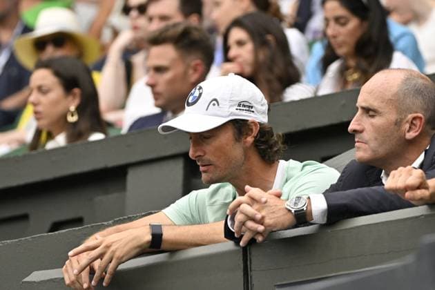 Tennis : Wimbledon 2023 - Angleterre - Ferrero coach Carlos Alcaraz - Espagne Tennis : Wimbledon 2023 - Angleterre- 08 07 23 ChrysleneCaillaud Panoramic  