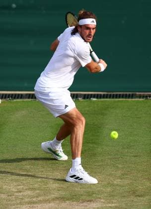 Mandatory Credit: Photo by Simon Dael Shutterstock (14001530dv) Stefanos Tsitsipas during his third round match Wimbledon Tennis Championships, Day 6, The All England Lawn Tennis and Croquet Club, London, UK - 08 Jul 2023 Wimbledon Tennis Championships, Day 6, The All England Lawn Tennis and Croquet Club, London, UK - 08 Jul 2023  Copyright: xSimonxDael Shutterstockx 14001530dv