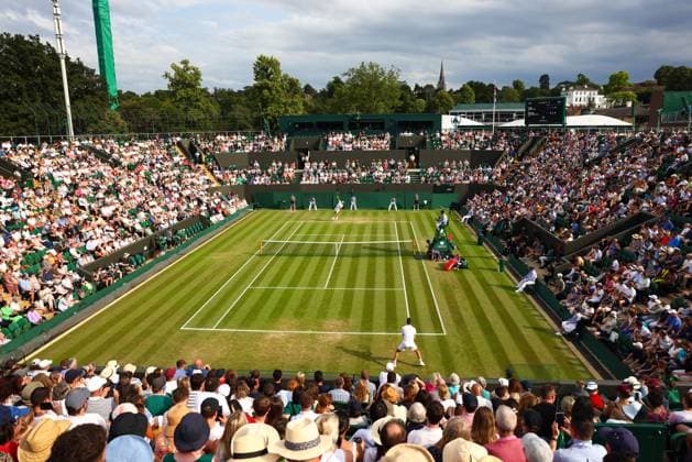 Mandatory Credit: Photo by Simon Dael Shutterstock (14001530em) Stefanos Tsitsipas serving during his third round match Wimbledon Tennis Championships, Day 6, The All England Lawn Tennis and Croquet Club, London, UK - 08 Jul 2023 Wimbledon Tennis Championships, Day 6, The All England Lawn Tennis and Croquet Club, London, UK - 08 Jul 2023  Copyright: xSimonxDael Shutterstockx 14001530em