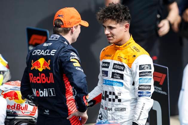 VERSTAPPEN Max (ned), Red Bull Racing RB19, portrait NORRIS Lando (gbr), McLaren F1 Team MCL60, portrait during the 2023 Formula 1 Aramco British Grand Prix, 10th round of the 2023 Formula One World Championship, WM, Weltmeisterschaft from July 7 to 9, 2023 on the Silverstone Circuit, in Silverstone, United Kingdom - F1 - BRITISH GRAND PRIX 2023 DPPI Panoramic 00123024__R3_9406A