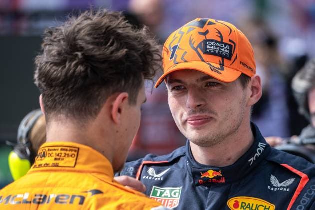 Max Verstappen NED, Oracle Red Bull Racing 1 , Lando Norris UK, McLaren F1 Team 4 , British Grand Prix, Silverstone, Motorsport, Formula 1, British Grand Prix, Silverstone, Motorsport, Formula 1 Towcester Copyright: xEibner-Pressefotox EP_EER