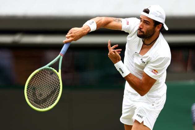 Mandatory Credit: Photo by Simon Dael Shutterstock (14001530er) Matteo Berrettini during his third round match Wimbledon Tennis Championships, Day 6, The All England Lawn Tennis and Croquet Club, London, UK - 08 Jul 2023 Wimbledon Tennis Championships, Day 6, The All England Lawn Tennis and Croquet Club, London, UK - 08 Jul 2023  Copyright: xSimonxDael Shutterstockx 14001530er
