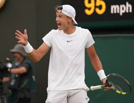 Tennis - 2023 Wimbledon Championships - Week One - Day Six - All England lawn Tennis & Racquet Club, Wimbledon - Saturday 8th Mens Singles- Leandro Davidovich Fokina (ESP) v Holger Rune (DEN) Holger Rune 