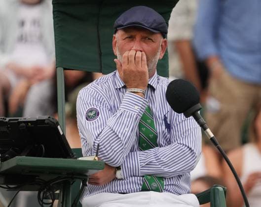 Tennis - 2023 Wimbledon Championships - Week One - Day Six - All England lawn Tennis & Racquet Club, Wimbledon - Saturday 8th Mens Singles- Leandro Davidovich Fokina (ESP) v Holger Rune (DEN) Umpire Fergus Murphy 