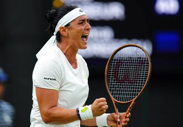 Mandatory Credit: Photo by Javier Garcia Shutterstock (14001532hz) Ons Jabeur celebrates during her third round match Wimbledon Tennis Championships, Day 6, The All England Lawn Tennis and Croquet Club, London, UK - 08 Jul 2023 Wimbledon Tennis Championships, Day 6, The All England Lawn Tennis and Croquet Club, London, UK - 08 Jul 2023  Copyright: xJavierxGarcia Shutterstockx 14001532hz