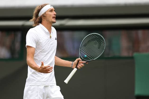 Alexander Zverev, GER, during third round of 2023 All England Lawn Tennis Championships at Wimbledon, gentlemens singles, London, 08 07 2023