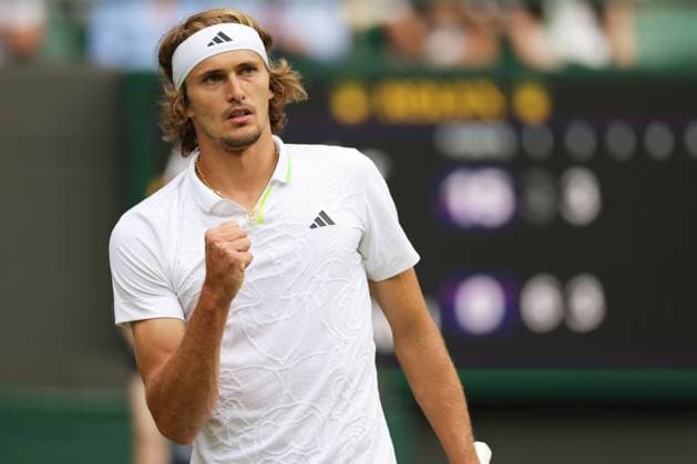 Alexander Zverev, GER, during third round of 2023 All England Lawn Tennis Championships at Wimbledon, gentlemens singles, London, 08 07 2023