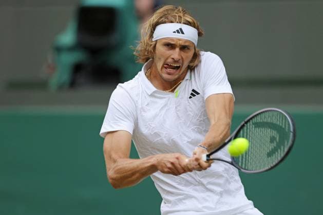 Alexander Zverev, GER, during third round of 2023 All England Lawn Tennis Championships at Wimbledon, gentlemens singles, London, 08 07 2023